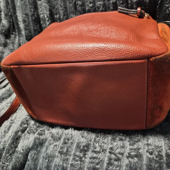COACH C1522 Pennie Shoulder Bag Mixed Leather Suede Burnt Orange Rust Hobo - Picture 12 of 16